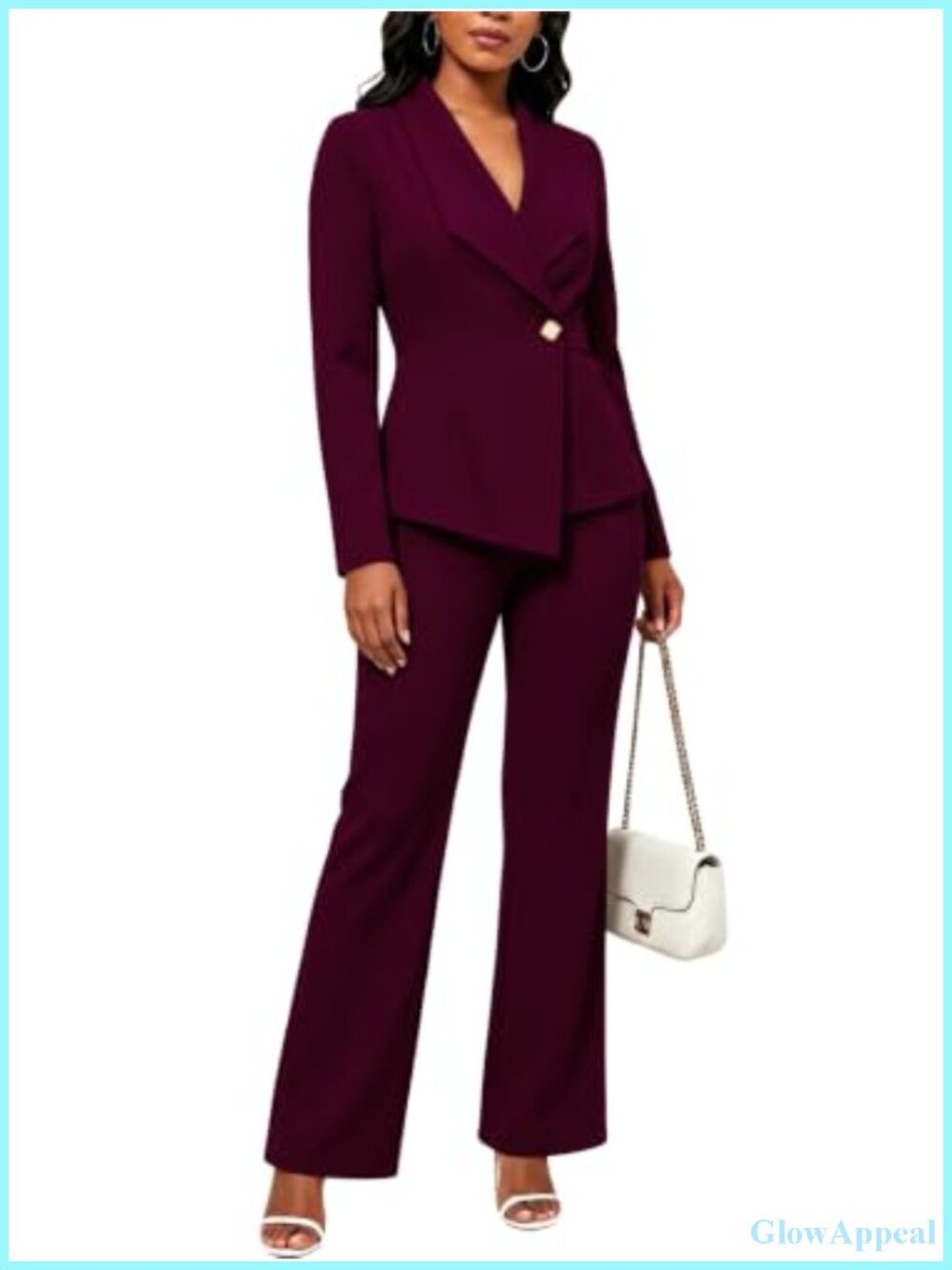 Womens 2 Piece Blazer Pants Set Business Dressy Straight Leg Suit